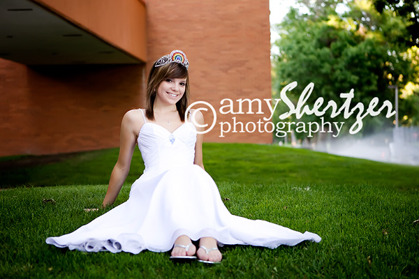 Posing in a formal gown on Montana State University