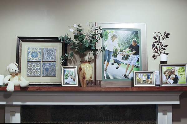 Display on a fireplace mantle