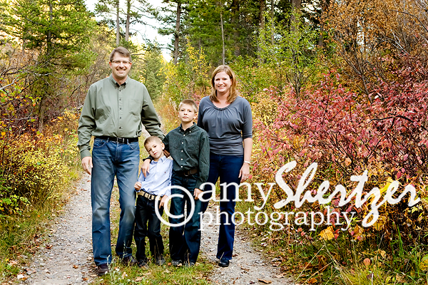 A Bozeman family poses amid brilliant fall color