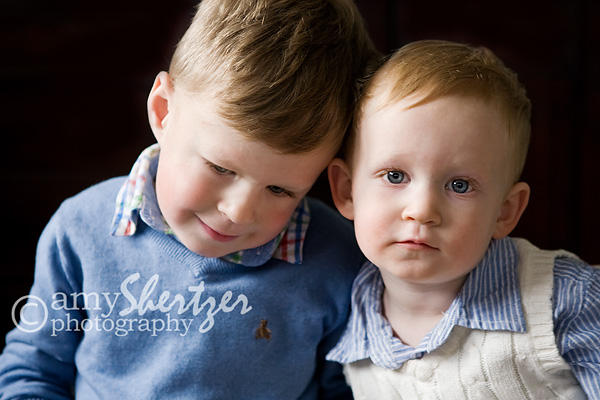 Two boys, brothers, hug, Bozeman portraits, Bozeman brothers hug for a portrait, blue sweater, blue eyes