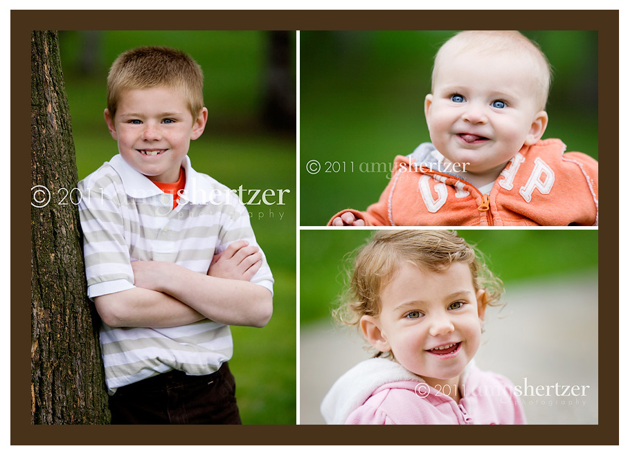 A trio of cousins, each pose for individual Bozeman pictures.